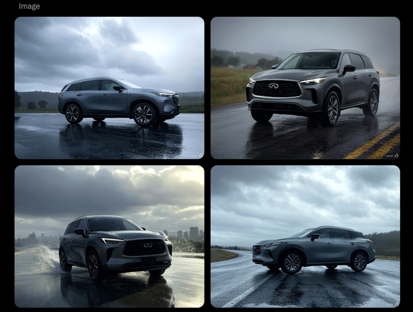 grok ai generate car image - first four images