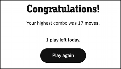 nytimes puzzles games tiles - longest combo = 17