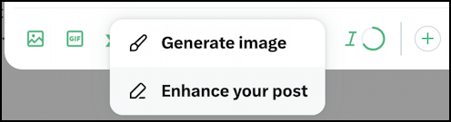 x twitter grok ai - generate image / improve your post menu