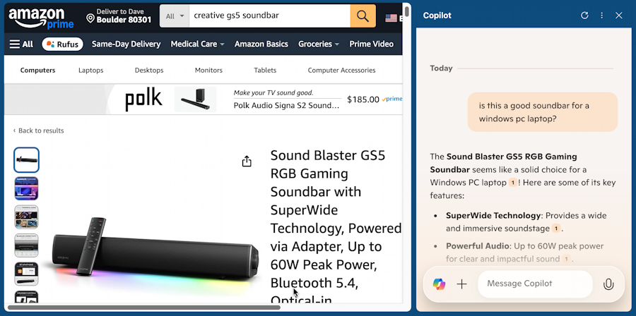 microsoft edge copilot vision ai - summarize reviews