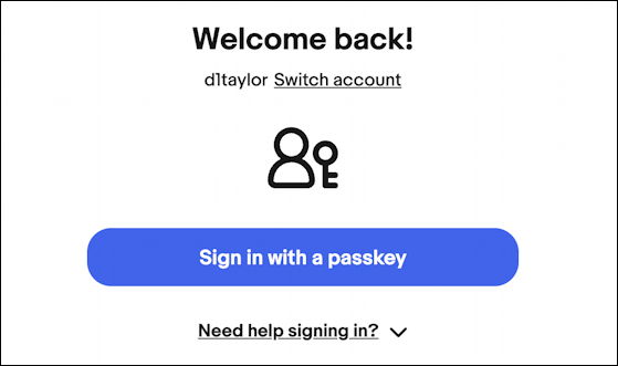ebay login account security passkey - sign in with biometric passkey