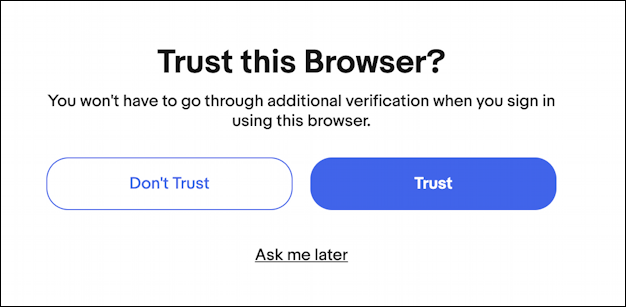 ebay login account security passkey - trust this browser