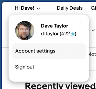 ebay login account security passkey - "hi" menu