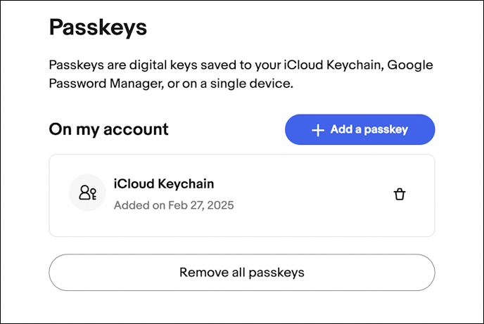 ebay login account security passkey - saved icloud