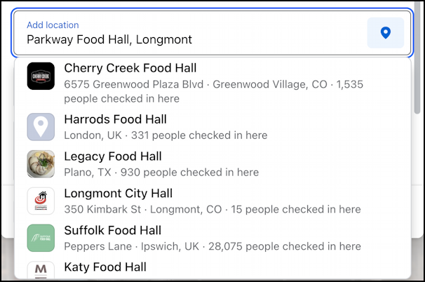 create facebook event - location