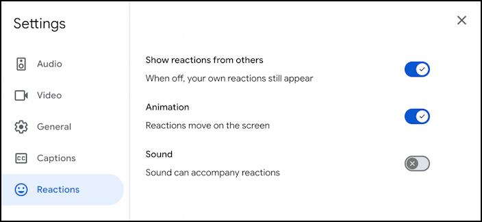 google meet emoji skin tone - settings > reactions