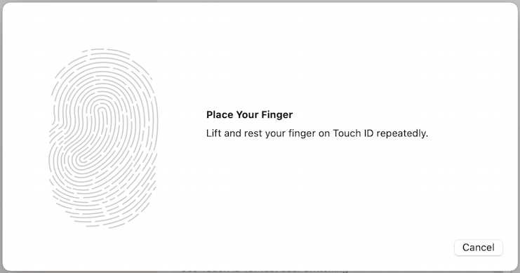 mac macos add fingerprint login - touch the sensor