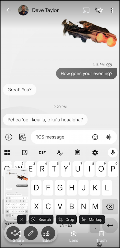android foreign language text message - screenshot