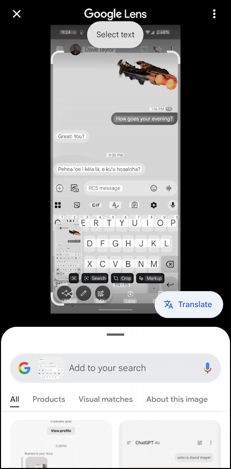 android foreign language text message - translated from hawaiian
