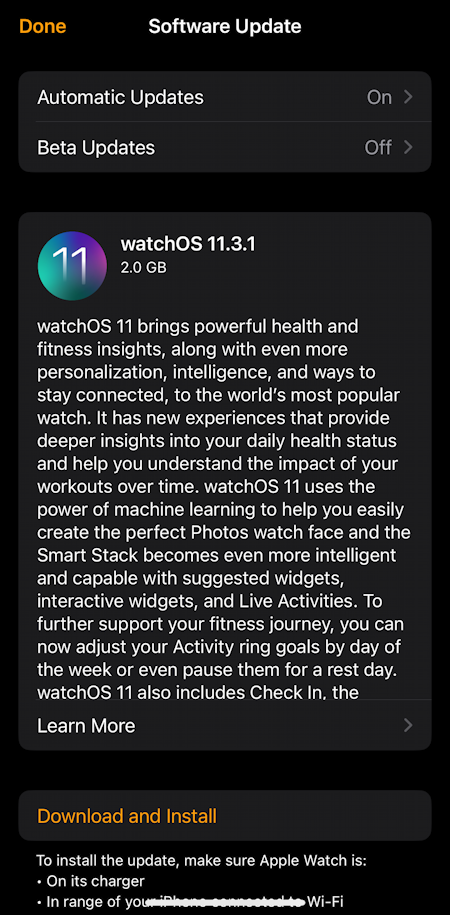 iphone apple watch required update - WatchOS 11.3.1