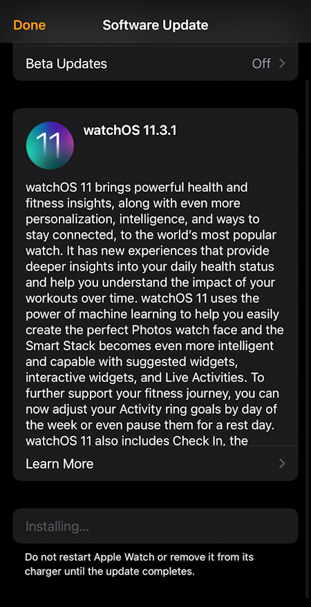iphone apple watch required update - tap to install