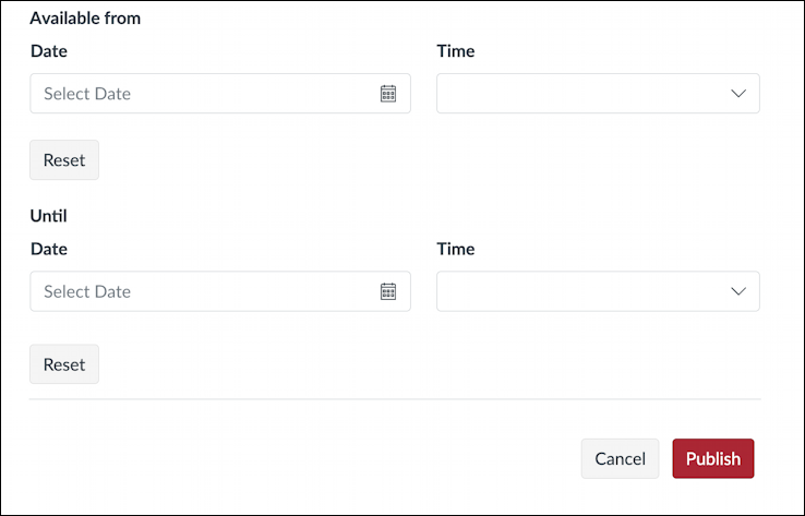 canvas lms schedule post announcement - publish day/time, expire day/time