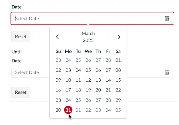 canvas lms schedule post announcement - pick the date