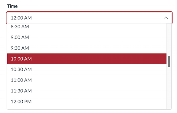 canvas lms schedule post announcement - choose time