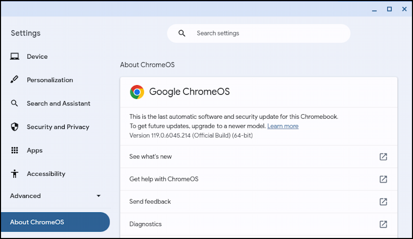 chromeos no updates powerwash factory reset - no updates: obsolete hardware