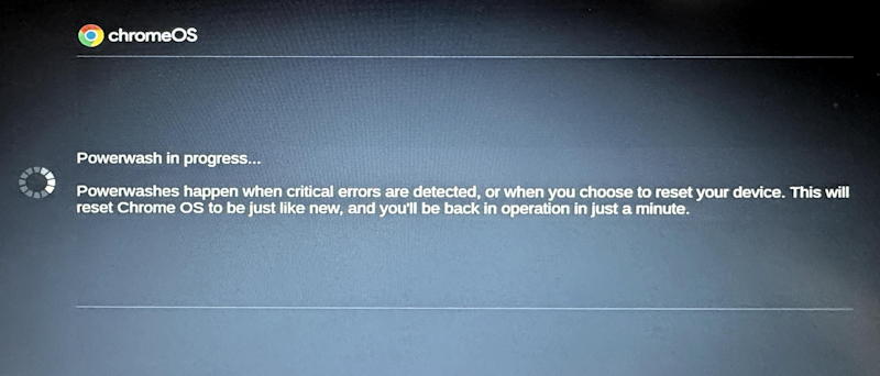 chromeos no updates powerwash factory reset - performing powerwash system reset