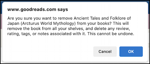 goodreads remove book currently reading - are you sure you want to delete remove book
