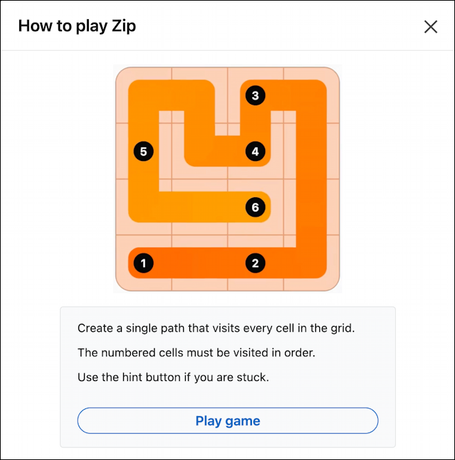 linkedin casual games: zip - how to play tutorial