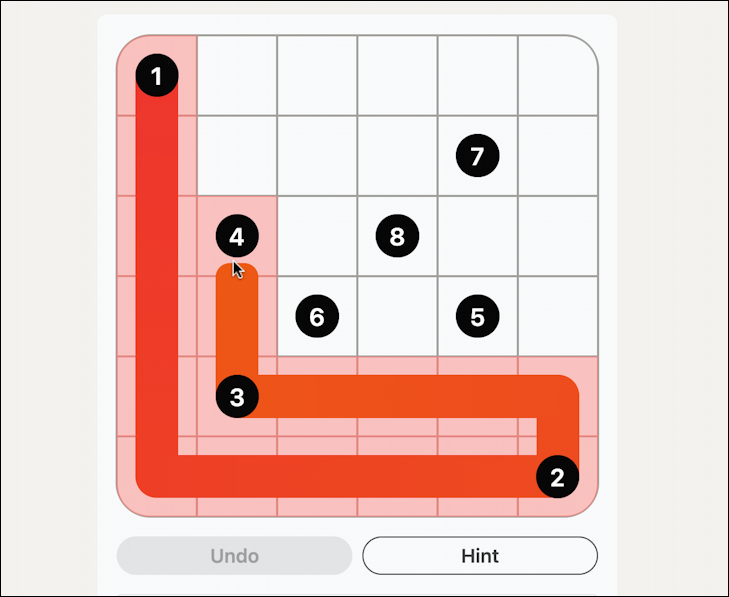linkedin casual games: zip - a better solution path