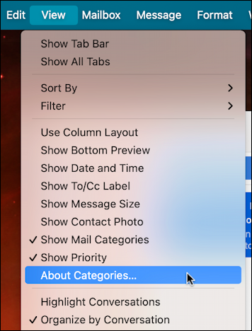 mac apple mail 15.4 beta - disable categories