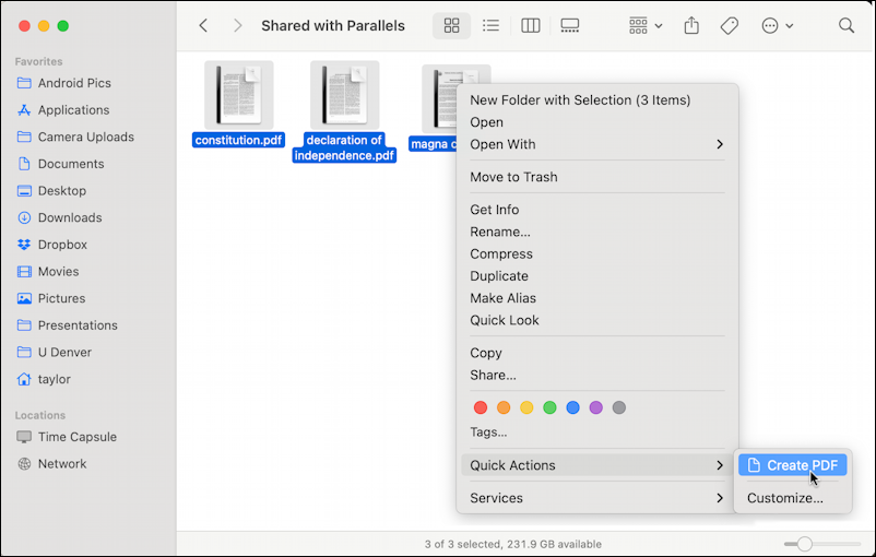 mac macos merge multiple pdf documents "save as pdf"
