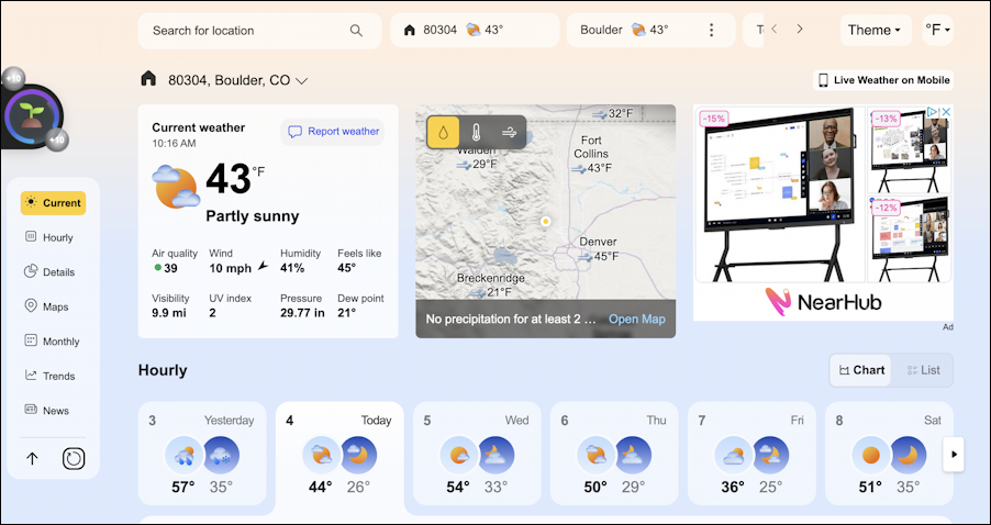 msn.com home page - boulder weather for 4 march, 2025