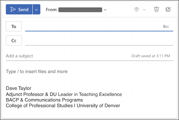 outlook online update signature - sample email with new updated sig