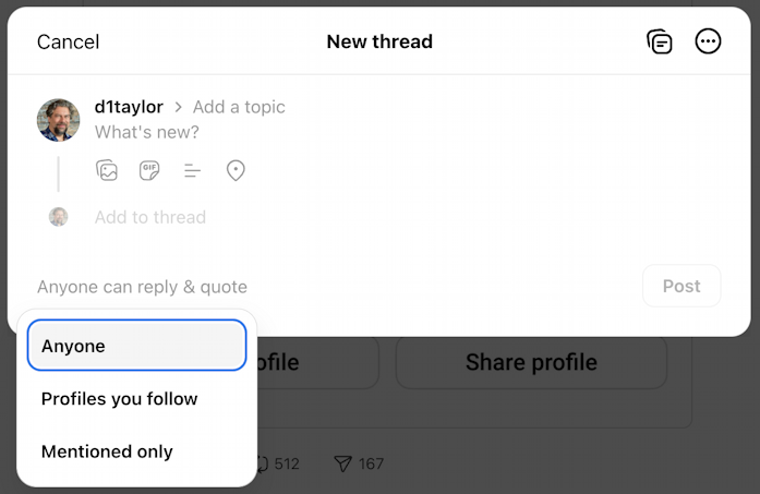 threads limit who can reply respond comment on post