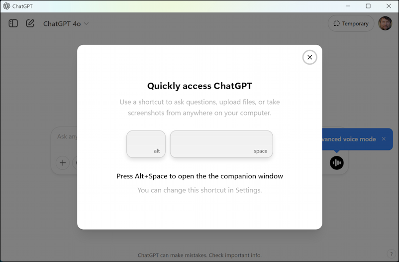 chatgpt for windows 11 win11 pc - keyboard shortcut