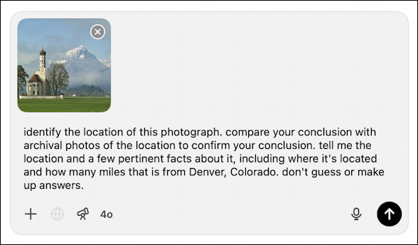 chatgpt ai photo location identification - photo thumbnail and detailed query prompt