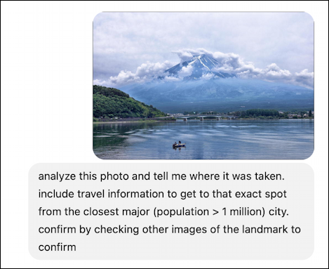 chatgpt ai photo location identification - mt fuji japan