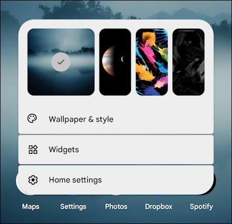 android google home screen news - context menu