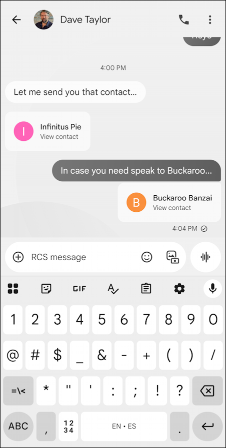 share phone contact iphone android - vcard sent