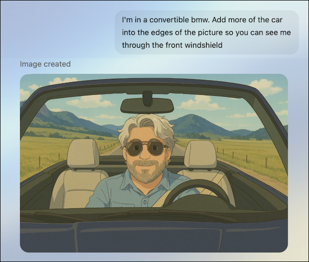 chatgpt how to studio ghibli reimagine photo - center of front seat