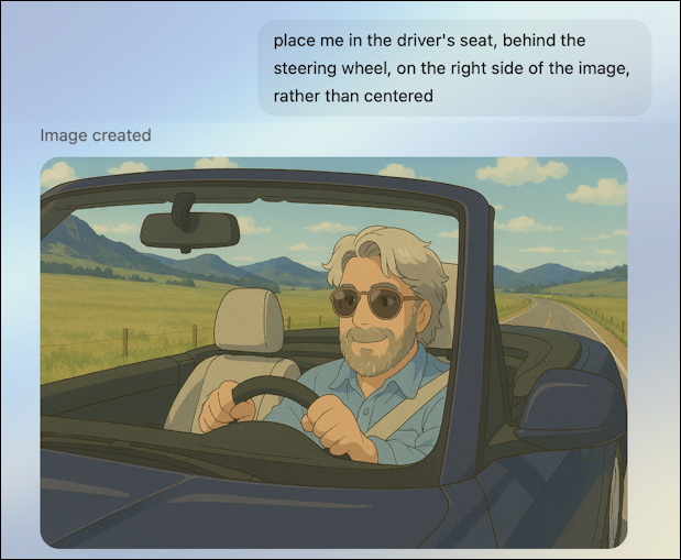 chatgpt how to studio ghibli reimagine photo - in driver's seat