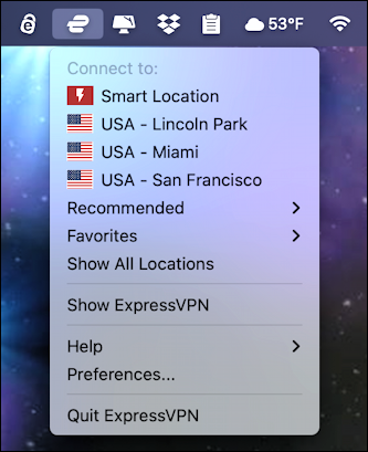 expressvpn mac menu disconnected