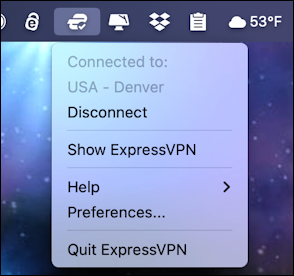 expressvpn mac menu connected