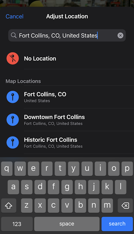 iphone ios fix photo location - specific loc list