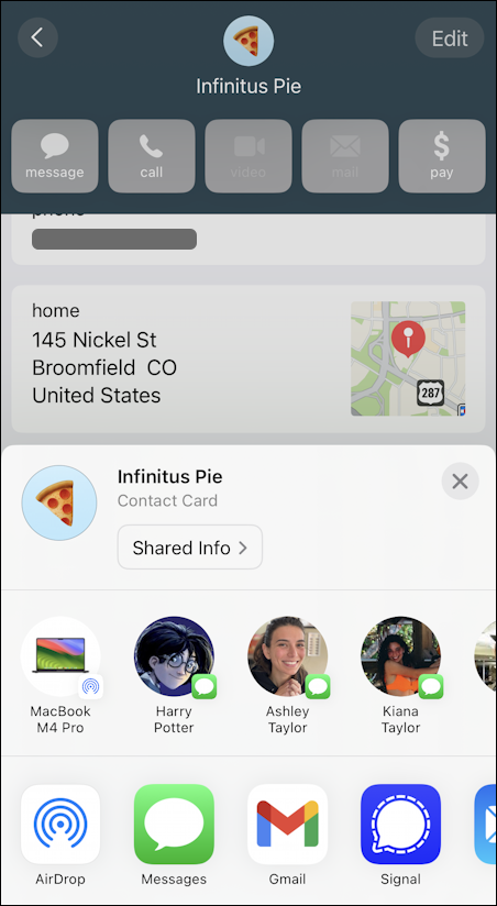 share phone contact iphone android - share with whom