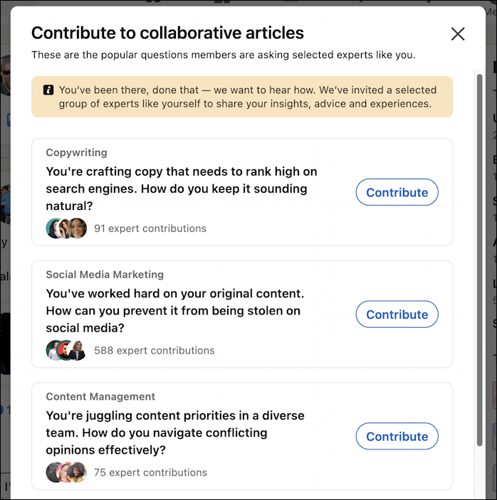 linkedin contribute expertise - what it means and current topics