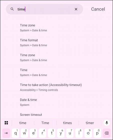 lenovo b&n nook color android tablet - settings > search 'time'