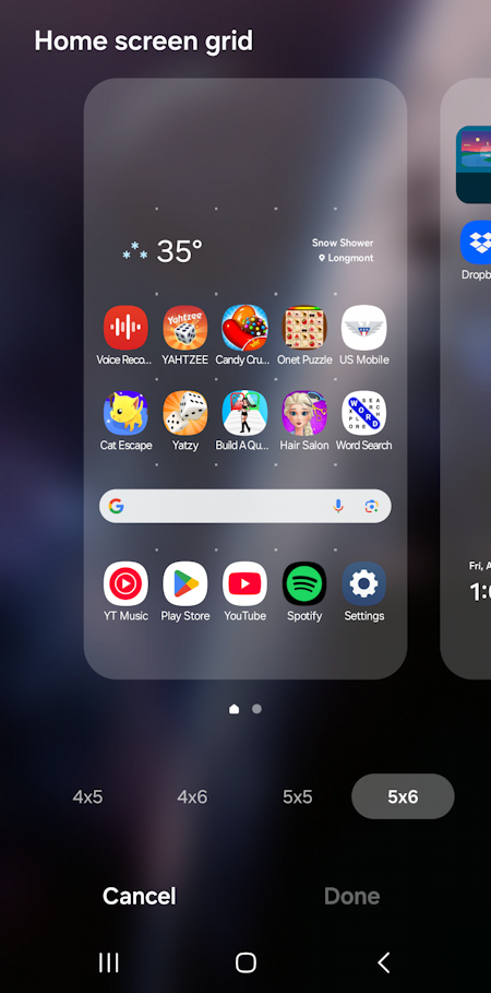 samsung galaxy oneui home screen app icons - home screen grid density