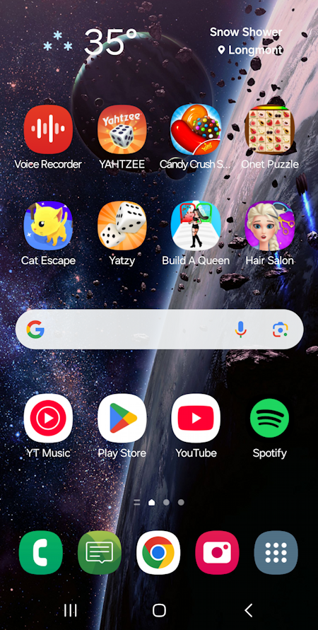 samsung galaxy oneui home screen app icons - bigger icons, grid layout