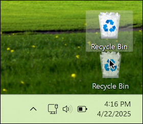 win11 pc desktop snap to grid trash recycle bin - dragging?