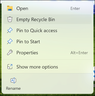 win11 pc desktop snap to grid trash recycle bin - empty bin