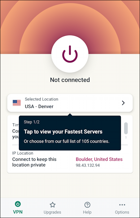 expressvpn android one-tap - not connected