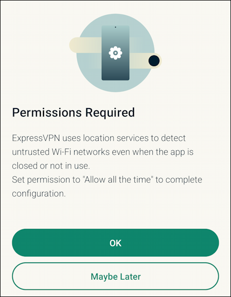 expressvpn android one-tap - permission requested