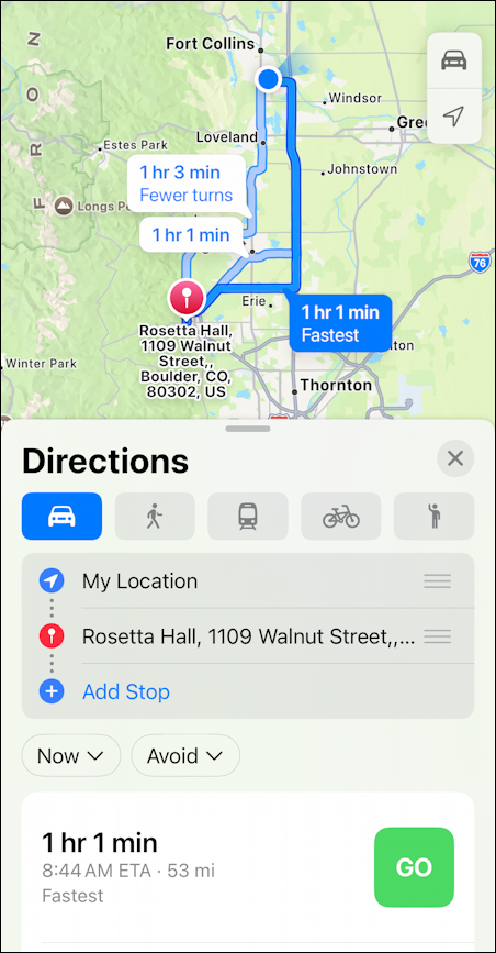 apple maps deferred departure arrival directions - basic route