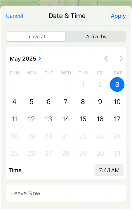 apple maps deferred departure arrival directions - departure date