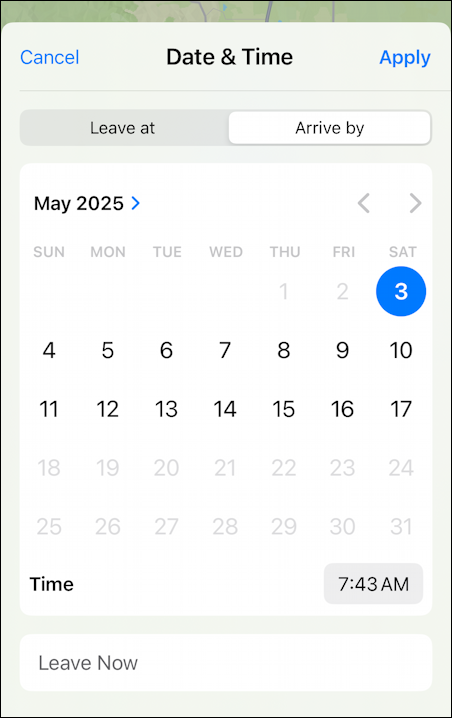 apple maps deferred departure arrival directions - arrive at time